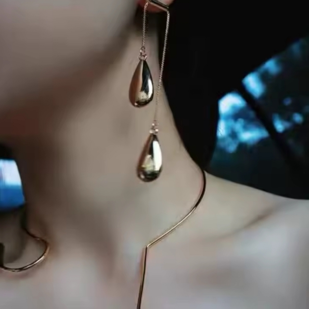 Gold Teardrop Earrings - Picture 5 of 5